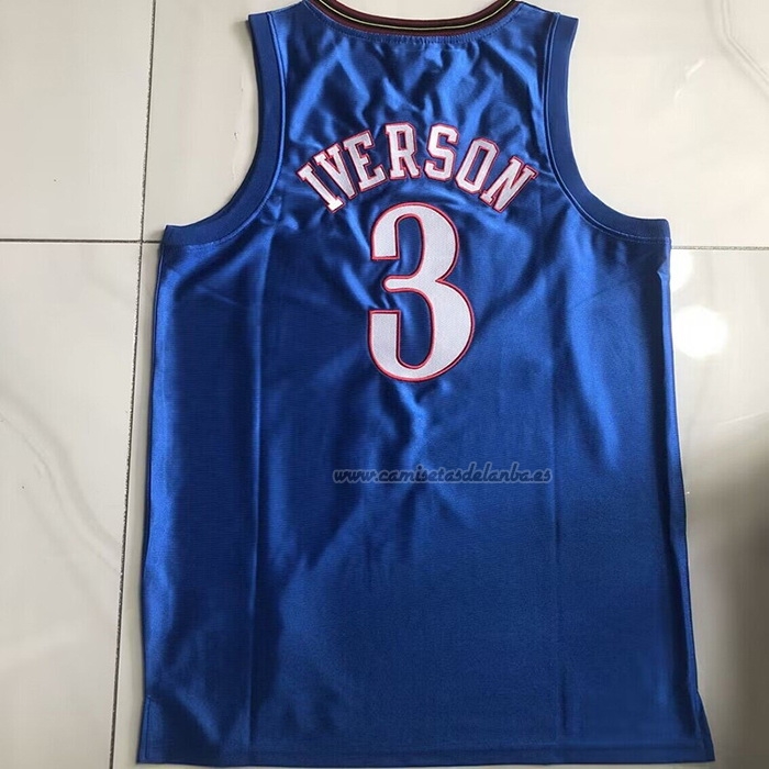 Camiseta Philadelphia 76ers Allen Iverson NO 3 Mitchell & Ness 2001-02 Azul